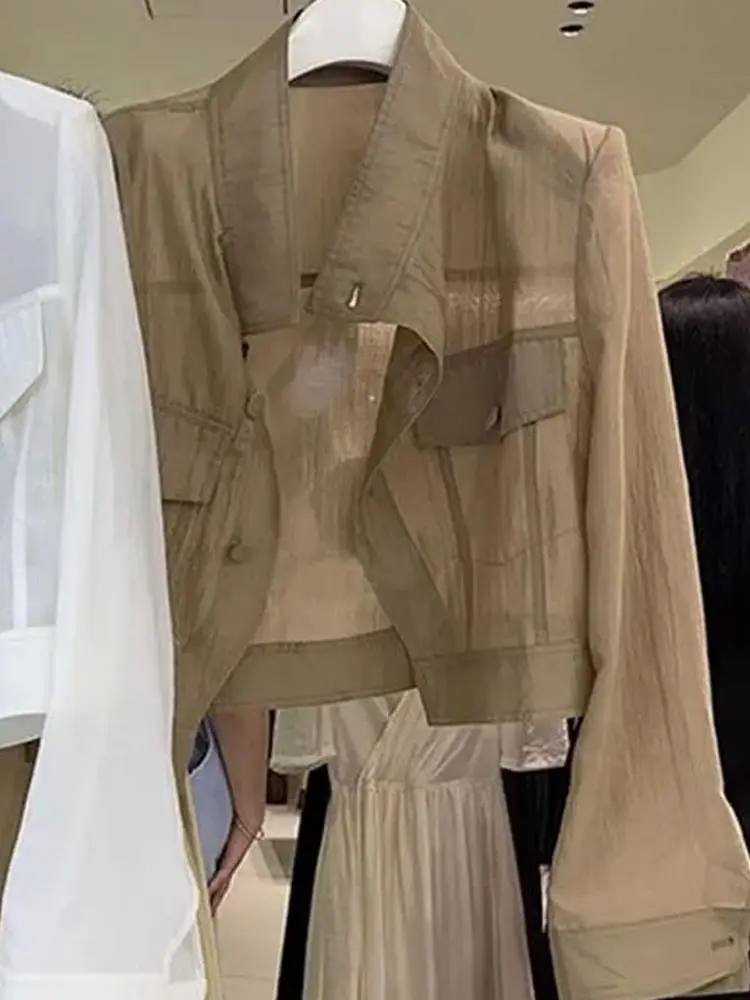 여성용 긴 소매 루즈핏 가벼운 통기성 자외선 차단 셔츠 아우터웨어 여름 2025 신상 짧은 가디건 탑