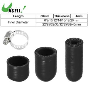 UXCELL 1 Set 6/8/10/12/14/16/18/20/22/25/28/30/32/35/38/40mm ID 검정색 자동차 실리콘 고무 호스 엔드 캡 (클램프 포함) 실리콘