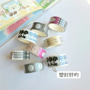 한국어 Ins 꽃 토마토 장식 테이프 핸드북 스크랩북 일기 재료 콜라주 스티커 귀여운 학교 문구