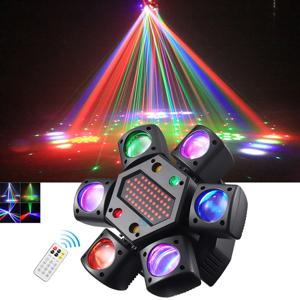 LED 무빙 헤드 80W RGBW 4in1 미니 6암 빔 스트로브 라이트 옐로우 플래시 DJ 바 DMX 512 리모컨 무대 조명