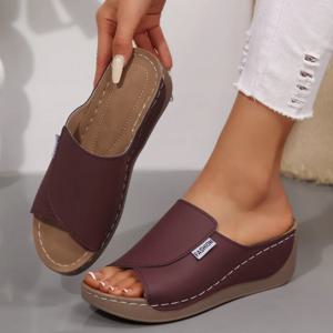 2025 여름 여성용 소프트 플랫폼 슬리퍼, 패션 피프토 웨지 플립플랍, 가벼운 중간 굽 캐주얼 비치 슈즈