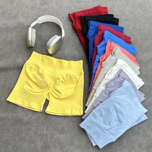 여성용 하이웨이스트 심리스 피트니스 반바지: 복부 보정 압박, 힙업, 고탄력 통기성, 요가용