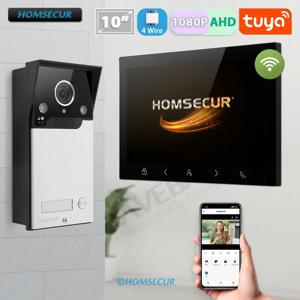 4선 1080P HD 비디오 인터콤 도어벨 홈 보안 투야 스마트 앱 10인치 IPS LCD 화면 IP65 도어벨 카메라 녹화 스냅샷