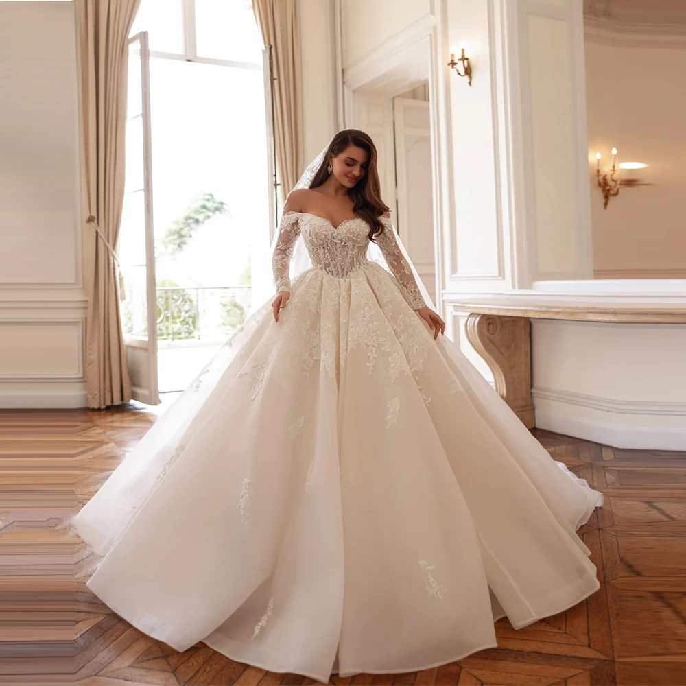 매력적인 여성용 웨딩드레스 오프숄더 브라이덜 가운 프린세스 롱 드레스 연회용 베스티도스 데 노비아스 2025 맞춤 제작