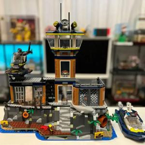 호환 가능한 MOC 세트 시티 시리즈 새로운 경찰 본부 감옥 섬 경찰서와 스피드보트 블록 어린이 장난감 선물60419