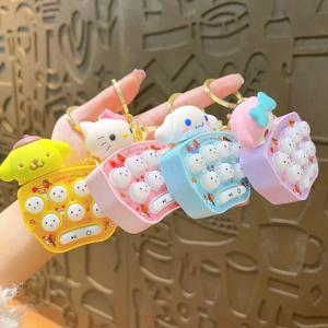 애니메이션 산리오 시나모롤 헬로키티 게임 콘솔 키체인 멜로디 쿠로미 미니 핸드헬드 두더지 잡기 스트레스 해소 키링 선물