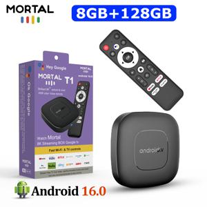 Mortal TV Box T1 안드로이드 16 4K 구글 보이스 8G RAM 128G ROM RK3518 BT5.0 WiFi 6 HDR10 유튜브 비디오 미디어 플레이어 디코더 TV 박스