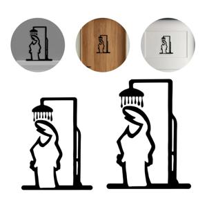 블랙 샤워 피규어 벽 장식 미니멀리스트 라인 메탈 욕실 사인 러스틱 도어 아트 사인 재미있는 도어 토퍼 홈 장식