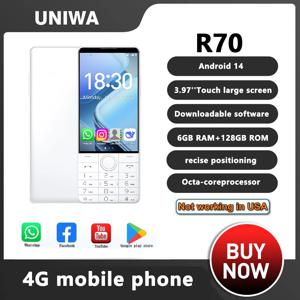 카메라 없는 DOOV R70 4G 스마트 터치 스크린 키패드 휴대폰 6GB+128GB 2600mAh 4.0인치 스마트폰 안드로이드 14 와이파이