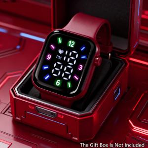 날짜/시간/알람/스톱워치 기능을 갖춘 1피스 여성용 디지털 전자 시계 - 사각형 다이얼, 대형 아날로그 스타일, 24시간용