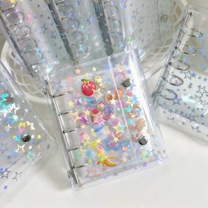 1개 M5 레인보우 스타 플래너, 컬러풀 스타 바인더, 3D 엠보싱 버블 스티커 북, 스티커 북, PP 투명 내지 리필, 스크랩북킹, 스티커 보관, 예산 플래너 등, 학생 사무용품