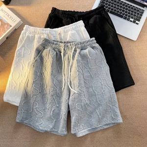 브랜드 프리미엄 와플 캐주얼 반바지 남성 스포츠 루즈 와이드 레그 러닝 반바지 레터 비치 배기 보드 카고 반바지 남성용