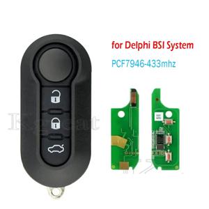 피아트 500 500L 푼토 플로리노 도블로 큐보 푼토 에보 그란데 푼토 433MHz 마렐리/델파이 BSI 시스템용 3버튼 리모컨 자동차 키