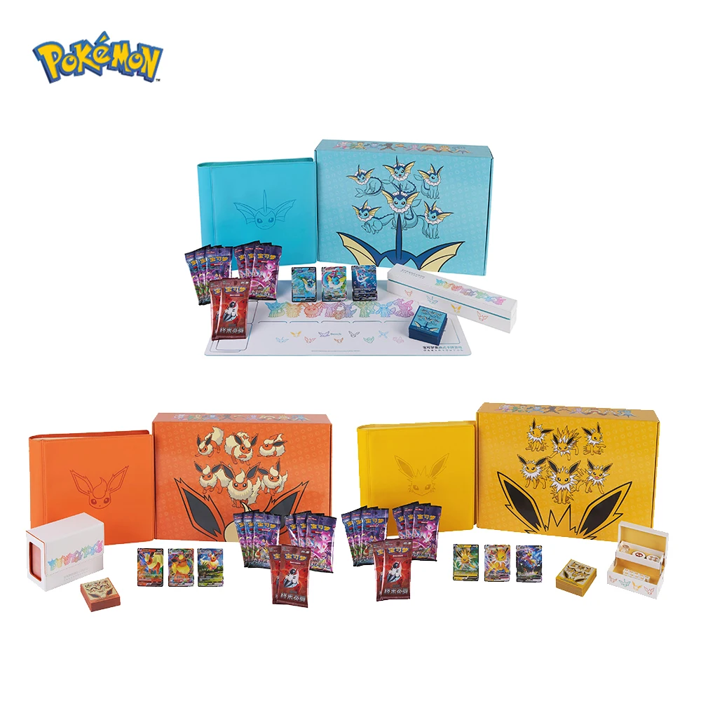 100% 중국산 이브라히모비치 고급 PTCG 게임 카드 고품질 레이브 파이어 워터 이브엘루션 기프트 박스 컬렉션 북 장난감