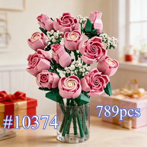 피어나고 꽃이 피는 꽃다발 10374 빌딩 블록 세트 크리스마스 선물에 적합 레고와 호환되는 입자,789개
