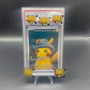 DIY 2023 PTCG 반 고흐 피츄/회색 펠트 모자 컬렉션 카드 10포인트 평가 카드 애니메이션 게임 카드 수집가 선물