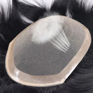 통기성 60 #   NPU 남성 부분 가발 인모 헤어피스 눈에 띄지 않는 남성용 가발 헤어 교체 시스템 유닛 남성용 보철물