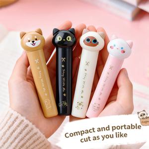 Mr.Paper 4가지 스타일 퍼리 타운 시리즈 휴대용 펜형 가위 귀여운 고양이 & 강아지 디자인 DIY 공예 문구 용품