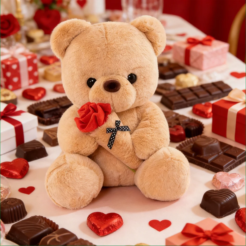 귀여운 장미 곰 인형 봉제 동물 인형 여자친구를 위한 로맨틱 선물 발렌타인데이 생일 기념일 선물