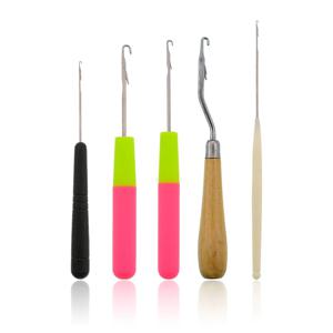 5 개/대 래치 후크 세트 크로 셰 뜨개질 바늘 Dreadlocks Plastice 뜨개질 머리 확장 Braiding Weave Wigs Craft 용 스타일링 도구