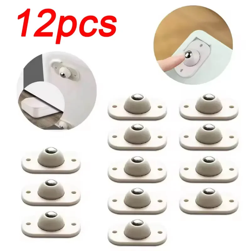 가구 용 12Pcs 바퀴 스테인레스 스틸 롤러 자체 접착 캐스터 홈 360도 부하 베어링 회전 범용 휠