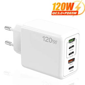 120W 5포트 USB 타입 C 충전기 PD 고속 충전 휴대폰 충전기 USB C 벽면 충전 어댑터 아이폰 16 15 샤오미 삼성 화웨이용
