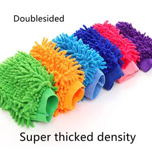 초흡수성 마이크로파이버 자동차 세차 장갑 양면 셔닐 자동차 청소 스펀지 스크래치 방지 초두꺼운 밀도