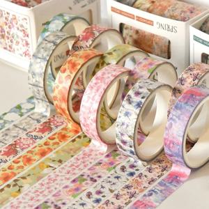 5 롤 빈티지 봄 꽃 Washi 테이프 Scrapbooking Diy 저널 장식 문구 마스킹 테이프 미술 용품 ​​스티커 테이프