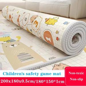 두께 1cm/0.5cm 아기 기어다니는 놀이 매트 200*180cm 접이식 매트 카펫 놀이 매트 어린이 안전 러그 장난감 선물 주름 있음