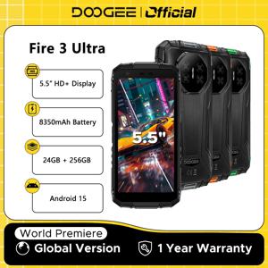 글로벌 버전 DOOGEE Fire 3 울트라 러기드 폰 5.5인치 HD+ 디스플레이 24GB 256GB 8350mAh 배터리 UNISOC T7200 16MP+20MP NFC 안드로이드15