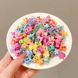 30/50 개/몫 여자를위한 작은 귀여운 머리 발톱 클립 아기 다채로운 머리핀 만화 토끼 꽃 크라운 스타 헤어 클립 액세서리