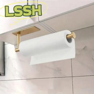 1개 종이 타월 홀더, 캐비닛 아래 벽걸이형 스테인리스 스틸 주방 종이 타월 블랙 랙, 자가 접착식 무타공 욕실용