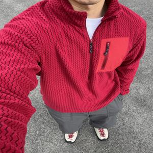 험블스톤 아웃도어 윈드브레이커 플리스 안감 지퍼업 후디 봄 가을 웨이브 텍스처 스탠드 칼라 하프 지퍼 스웨트셔츠