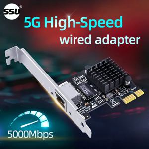 컴퓨터 5G 유선 네트워크 카드 이더넷 5Gbps 데스크탑 PCI-E X1 - 5G 네트워크 어댑터 5000Mbps, Windows 10/11에 적합