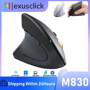 2.4G 블루투스 무선 수직 마우스 충전식/배터리 맞춤형 사이드 그립 인체공학적 무음 게임 PC 컴퓨터 1600DPI 마우스