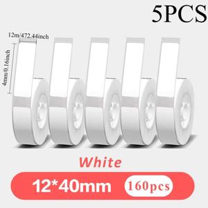 흰색 휴대용 라벨 용지 5롤, 자체 접착식 열전사 프린터 스티커, 다목적 라벨 스티커