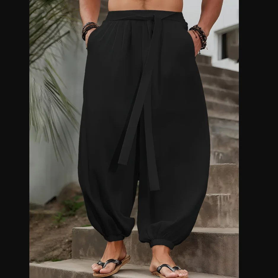 FGKKS 브랜드의 새로운 남성 바지 패션 느슨한 스타일 편안한 코튼 바지 남자 블랙 솔리드 바지