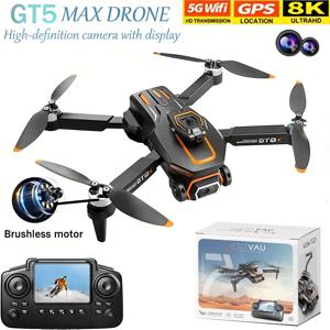 GT5 8K HD 광학 흐름 듀얼 렌즈 드론 광각 카메라 접이식 쿼드콥터 WiFi 어린이 원격 제어 장난감 어린이 선물