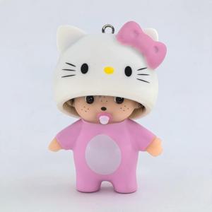 창의적인 판다 치치 레진 피규어 키체인, DIY 라인스톤 자동차 장식, 장난감 선물 장식품