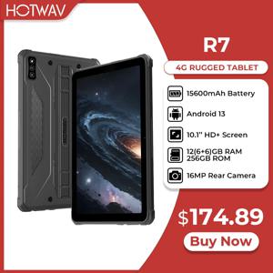 HOTWAV R7 견고한 태블릿, 10.1 인치 HD + 디스플레이, 안드로이드 13, 15600mAh 배터리 패드, 12GB, 256GB, 16MP 카메라, 장갑 모드 태블릿 PC
