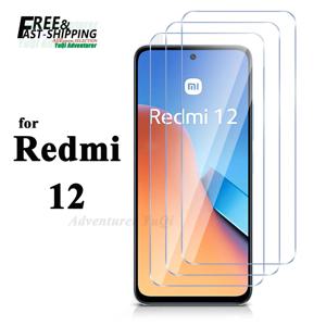 Redmi 12 Xiaomi용 화면 보호기, 강화 유리 HD 크리스탈 9H 긁힘 방지 높은 알루미늄 케이스 친화적