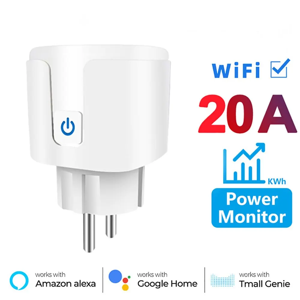 스마트 플러그 EU 16A/20A AC100-240V Wifi 스마트 소켓 전원 콘센트 Alexa Google 홈 음성 제어 Tuya Smart Life APP