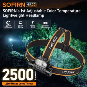 소프른 HS22 2500lm 다중 광원 헤드램프 SFT25R LED 6000K 충전식 2700K 따뜻한 조명 듀얼 스위치