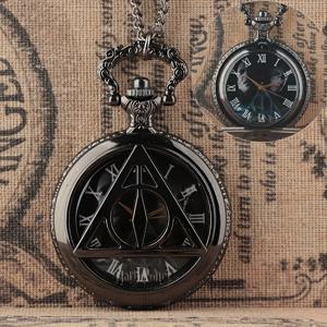 빈티지 삼각형 걸이 시계, 대형 석영 회중 시계, Deathly Hallows 클래식 빈티지 석영 회중 시계