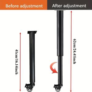 41-62cm 2pcs 테이블 소파 드레싱 테이블 및 조절 가능한 높이에 적합한 잠금 캐스터가있는 조절 가능한 테이블 다리