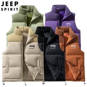 Jeep Spirit 패딩 남자 조끼 가을, 겨울 스탠드 칼라 민소매 따뜻한 방풍 조끼 패션 스포츠 캐주얼 조끼 잭 남성 겨울 패딩