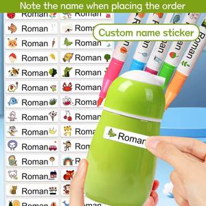 맞춤형 이름 스티커 개인화된 방수 라벨 어린이 병 및 학용품용 - 내구성 있는 탈부착 가능한 문구 데칼
