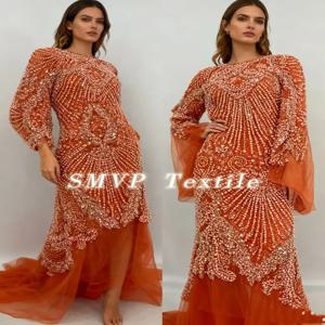 럭셔리 나이지리아 아프리카 비즈 레이스 원단 고품질 스팽글 자수 아프리카 프랑스 레이스 원단 드레스 파티용