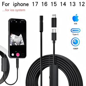 iOS 시스템용 iOS 내시경 카메라 HD 960P 검사용 하수구 내시경 카메라 (5/6/7/8/9/10/11/12/13/14/15/16/17... 호환)