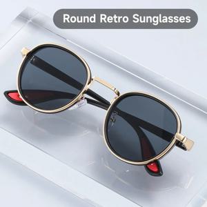 라운드 레트로 선글라스 남성 UV400 선글라스 여성 브랜드 디자이너 선글라스 합금 펑크 야외 안경